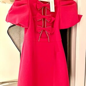 Rebecca Vallance Fuchsia Mini Dress with Bow Accents